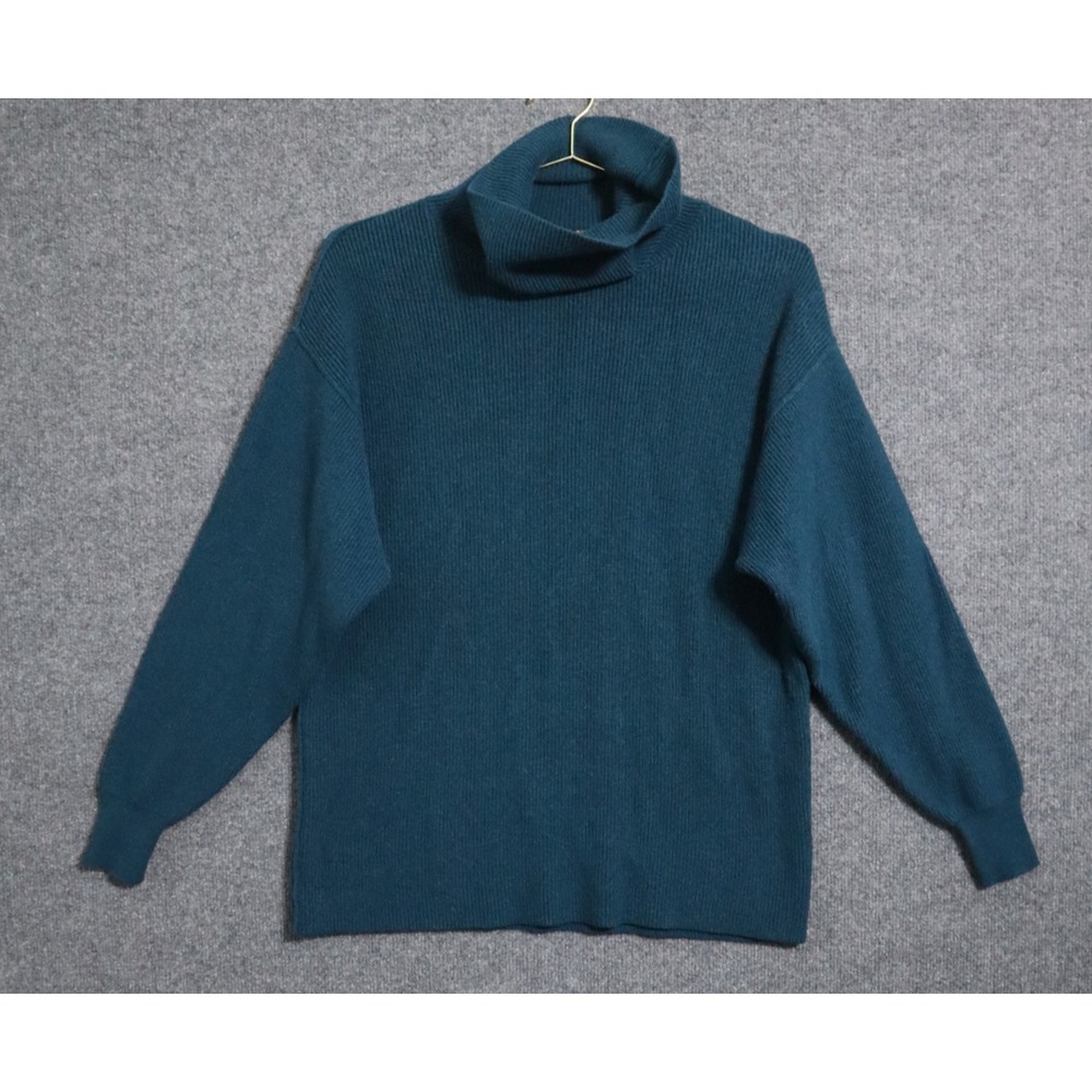 Free People Sweater Women‎ XS Teal Softly Structured Tunic Oversized Cowl Neck